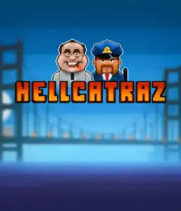 Dive into the thrilling world of Hellcatraz slot by Relax Gaming, featuring a comic-style prisoner and a guard with the infamous Alcatraz prison and San Francisco skyline in the background. This graphic portrays the fun and humor of an prison break-themed game, ideal for fans of retro gaming, offering a captivating adventure. 