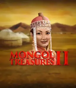 Discover the rich culture of Mongolia with the Mongol Treasures 2 game by Endorphina, featuring a beautiful Mongolian woman adorned in traditional attire against a golden Mongolian steppe backdrop. This image evokes the essence of Mongolian tradition, delivering a unique cultural journey. 